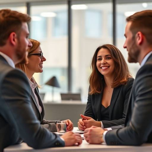 Imagen del curso de comunicación corporativa, mostrando un grupo de personas en una reunión de negocios comunicándose efectivamente